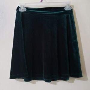Green velvet skater skirt